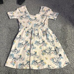 Charming Bicycle Print Kids Dress